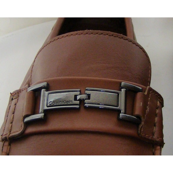 CALVIN KLEIN MAGNUS MENS TAN LEATHER DRIVING LOAFERS SHOES SIZE 12     DB2 main image 5